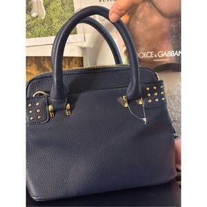 Rocker studded navy hobo tote bag